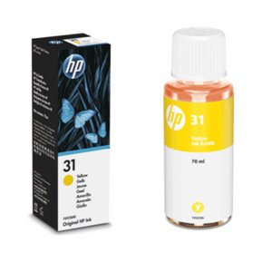 T3AZUR - Bouteille d'encre d'origine HP 31 (1VU28AE) - Jaune - 70ml