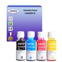 T3AZUR - Lot de 4 Bouteilles d'encre génériques HP GT51 / GT52