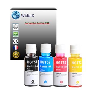 4  Bouteilles d'encre compatibles avec HP Ink Tank 411, 415, 416, 417, 418, 419 remplace HP GT51 / GT52 4  Bouteilles d'encre compatibles avec HP Ink Tank 411, 415, 416, 417, 418, 419 remplace HP GT51 / GT52