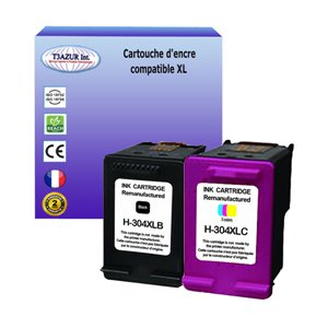1+1 Cartouches compatibles avec HP remplace HP 304XL (Noire+Couleur)