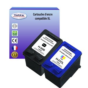 1+1 Cartouches compatibles avec HP remplace HP 56, HP 57 - (Noire+Couleur)