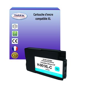 T3AZUR - Cartouche compatible HP n°951 XL (CN046AE) Cyan