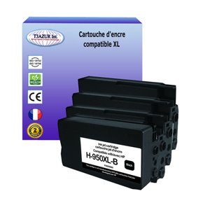 T3AZUR - Lot de 4 cartouches compatibles HP (n°950 + n°951) XL