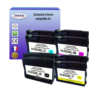 T3AZUR - Lot de 8 Cartouches compatible HP 932/933 XL 