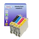 T3AZUR - Lot de 4 cartouches compatibles pour Epson T0441 / T0442/ T0443/ T0444  / T0445