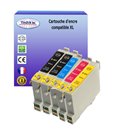 T3AZUR - Lot de 5 cartouches compatibles pour Epson T0441 / T0442/ T0443/ T0444  / T0445