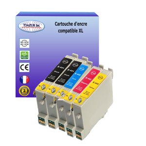 T3AZUR - Lot de 5 cartouches compatibles pour Epson T0441 / T0442/ T0443/ T0444  / T0445