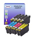 T3AZUR  -Lot de 10 cartouches compatibles pour Epson T1811 / T1812 / T1813 / T1814 XL  (avec puce)