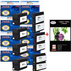 4+6 Cartouches compatibles HP OfficeJet 6600 + Pack de 20 papiers photos A6 Brillant 230gr