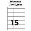 Étiquettes adhésives, 70x50,8mm, (15étiquettes/feuille) - blanc - 20 feuilles