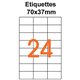 Étiquettes adhésives, 70x37mm , (24étiquettes/feuille) - blanc - 20 feuilles