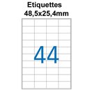 Étiquettes adhésives, 48,5x25,4mm, (44étiquettes/feuille) - blanc - 20 feuilles