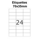 Étiquettes adhésives, 70x35mm , (24étiquettes/feuille) - blanc - 20 feuilles