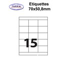 Étiquettes adhésives, 70x50,8mm, (15étiquettes/feuille) - blanc - 20 feuilles