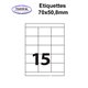 Étiquettes adhésives, 70x50,8mm, (15étiquettes/feuille) - blanc - 20 feuilles