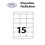 Étiquettes adhésives, 70x50,8mm, (15étiquettes/feuille) - blanc - 20 feuilles