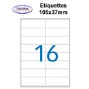 Étiquettes adhésives, 105x37mm, (16étiquettes/feuille) - blanc - 20 feuilles
