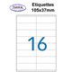 Étiquettes adhésives, 105x37mm, (16étiquettes/feuille) - blanc - 20 feuilles