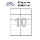 Étiquettes adhésives, 105x57mm, (10étiquettes/feuille) - blanc - 20 feuilles