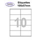 Étiquettes adhésives, 105x57mm, (10étiquettes/feuille) - blanc - 20 feuilles