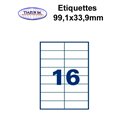 Étiquettes adhésives, 99,1x33,9mm, (16étiquettes/feuille) - blanc - 20 feuilles