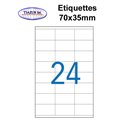 Étiquettes adhésives, 70x35mm , (24étiquettes/feuille) - blanc - 50 feuilles