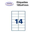 Étiquettes adhésives, 105x41mm, (14étiquettes/feuille) - blanc - 20 feuilles