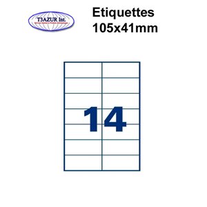 Étiquettes adhésives, 105x41mm, (14étiquettes/feuille) - blanc - 20 feuilles