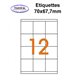 Étiquettes adhésives, 70x67,7mm, (12étiquettes/feuille) - blanc - 20 feuilles