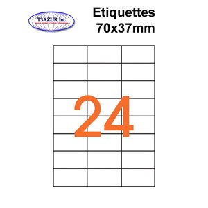 Étiquettes adhésives, 70x37mm , (24étiquettes/feuille) - blanc - 50 feuilles