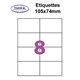 Étiquettes adhésives, 105x74mm, (8étiquettes/feuille) - blanc - 20 feuilles