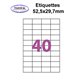 Étiquettes adhésives, 52,5x29,7mm, (40étiquettes/feuille) - blanc - 50 feuilles