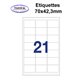 Étiquettes adhésives, 70x42,3mm , (21étiquettes/feuille) - blanc - 20 feuilles