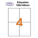 Étiquettes adhésives, 105x148mm, (4étiquettes/feuille) - blanc - 50 feuilles