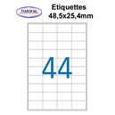 Étiquettes adhésives, 48,5x25,4mm, (44étiquettes/feuille) - blanc - 20 feuilles