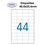 Étiquettes adhésives, 48,5x25,4mm, (44étiquettes/feuille) - blanc - 20 feuilles