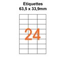 Étiquettes adhésives, 63.5 x 33.9mm, (21étiquettes/feuille) - blanc - 20 feuilles