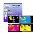 T3AZUR -Lot de 4 Cartouches compatibles pour HP711 XL