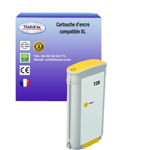 T3AZUR -Cartouche compatible HP 728XL (F9J65A/F9J61A) Jaune