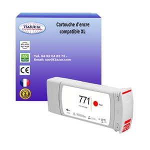 T3AZUR -Cartouche compatible HP 771C (B6Y08A) - Rouge  - 775ml