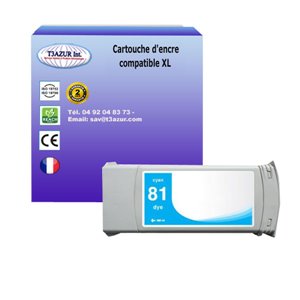 T3AZUR - Cartouche recyclé pour HP n°81XL (C4931A) - Cyan