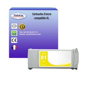 T3AZUR - Cartouche recyclé pour HP n°81XL (C4933A) - Jaune
