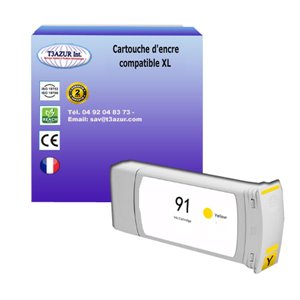 T3AZUR - Cartouche compatible pour HP 91 (C9469A) - Jaune
