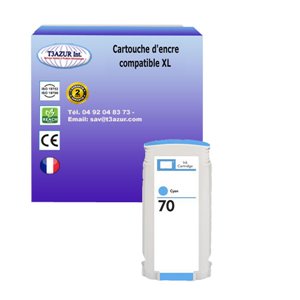 T3AZUR - Cartouche compatible pour HP 70 (C9452A) - Cyan