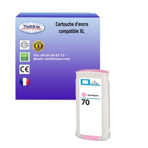 T3AZUR - Cartouche compatible pour HP 70 (C9455A) - Light magenta