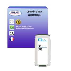 T3AZUR - Cartouche compatible pour HP 70 (C9449A) - Photo Noire