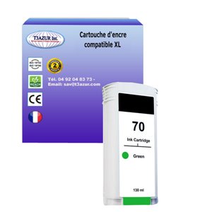 T3AZUR - Cartouche compatible pour HP 70 (C9457A) - Vert
