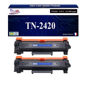 T3AZUR - Lot de 2 Toners compatibles Brother TN2420