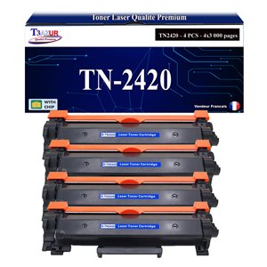 T3AZUR - Lot de 4 Toners compatibles Brother TN2420