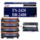 T3AZUR - 4 Toners + Tambour compatible Brother TN2420+DR2400